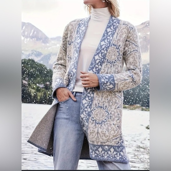 Soft Surroundings Sweaters - ❗️SOLD ❗️ & Cream Long Cardigan Sweater Women’s Large Soft Surroundings cozy